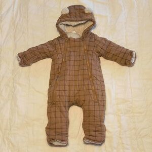 Gap Brown Plaid Sherpa-Lined Baby One-Piece Snowsuit (0-3 Months)